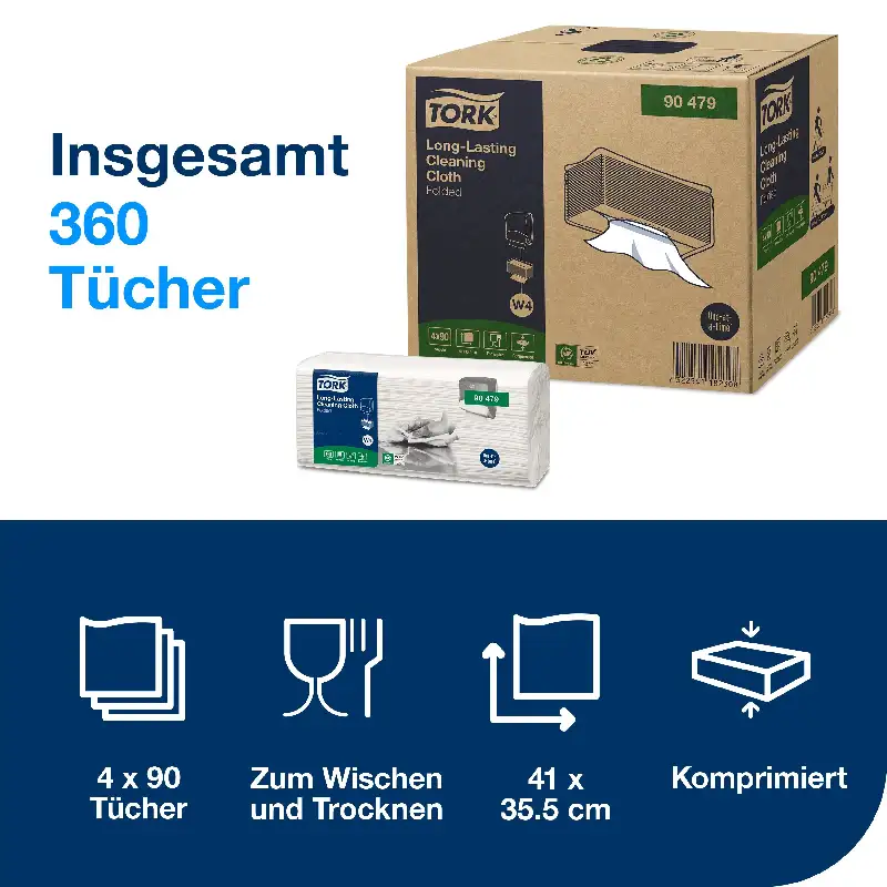 Produktbild 2: TORK Langlebige Reinigungstücher weiß, 4 x 90 Tücher