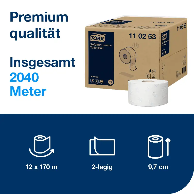 Produktbild 2: Mini Jumbo Toilettenpapier zweilagig weiß