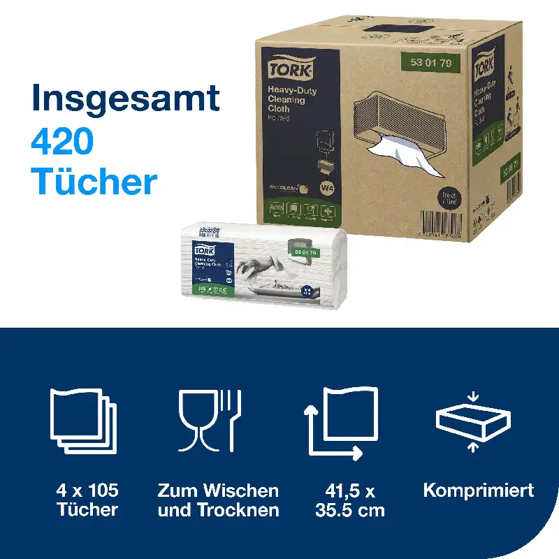 Produktbild 2: TORK Extra Starke Reinigungstücher weiß,