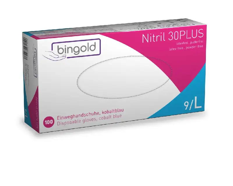 BINGOLD Nitril 30Plus Einmalhandschuh kobaltblau -L