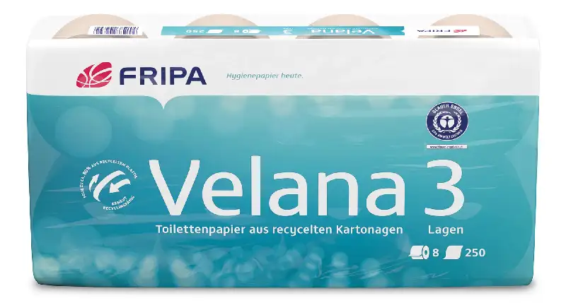 Fripa Toilettenpapier Velana 3-lagig, 9 x 8 Rollen / Ve.