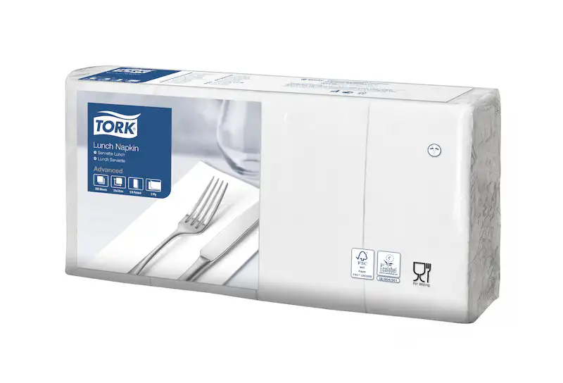 TORK Lunchservietten weiß, 2-lagig, 10 x 200 Stk, 1/8 Falz