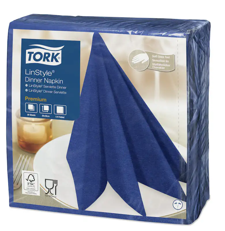 TORK LinStyle Dinnerserviette 39 x 39 cm 1/4 Falz - Blau