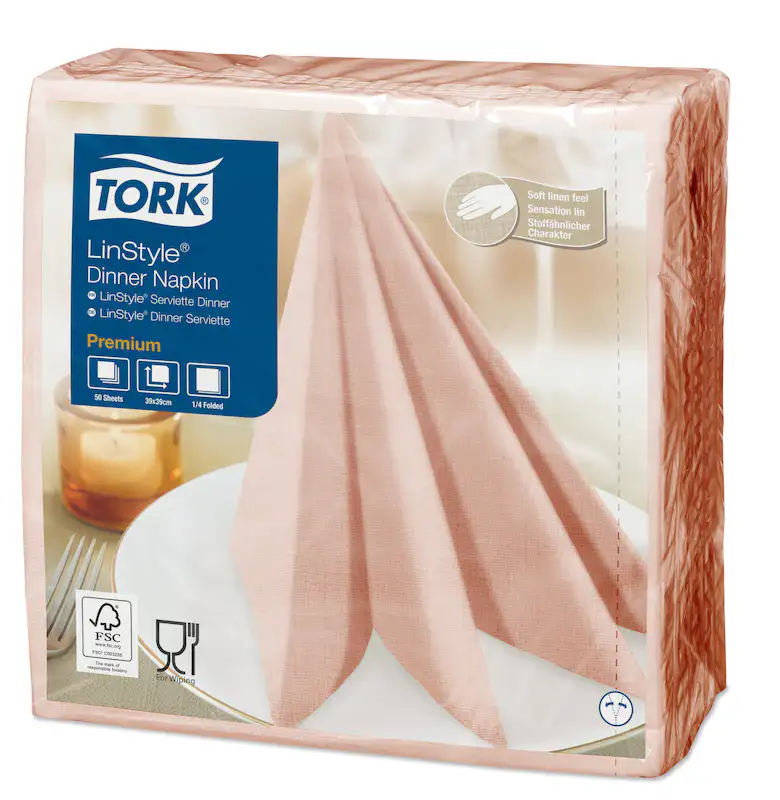 Produktbild 1: TORK LinStyle Dinnerserviette 39 x 39 cm 1/4 Falz - Koralle